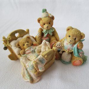 Vintage 1992 P.Hillman Cherished Teddies Birthday Bears Lot of 3, Baby thru 2